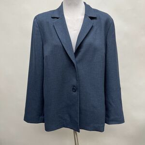 Alfred Dunner Women's Top Size 18 Blue Button Front Collared